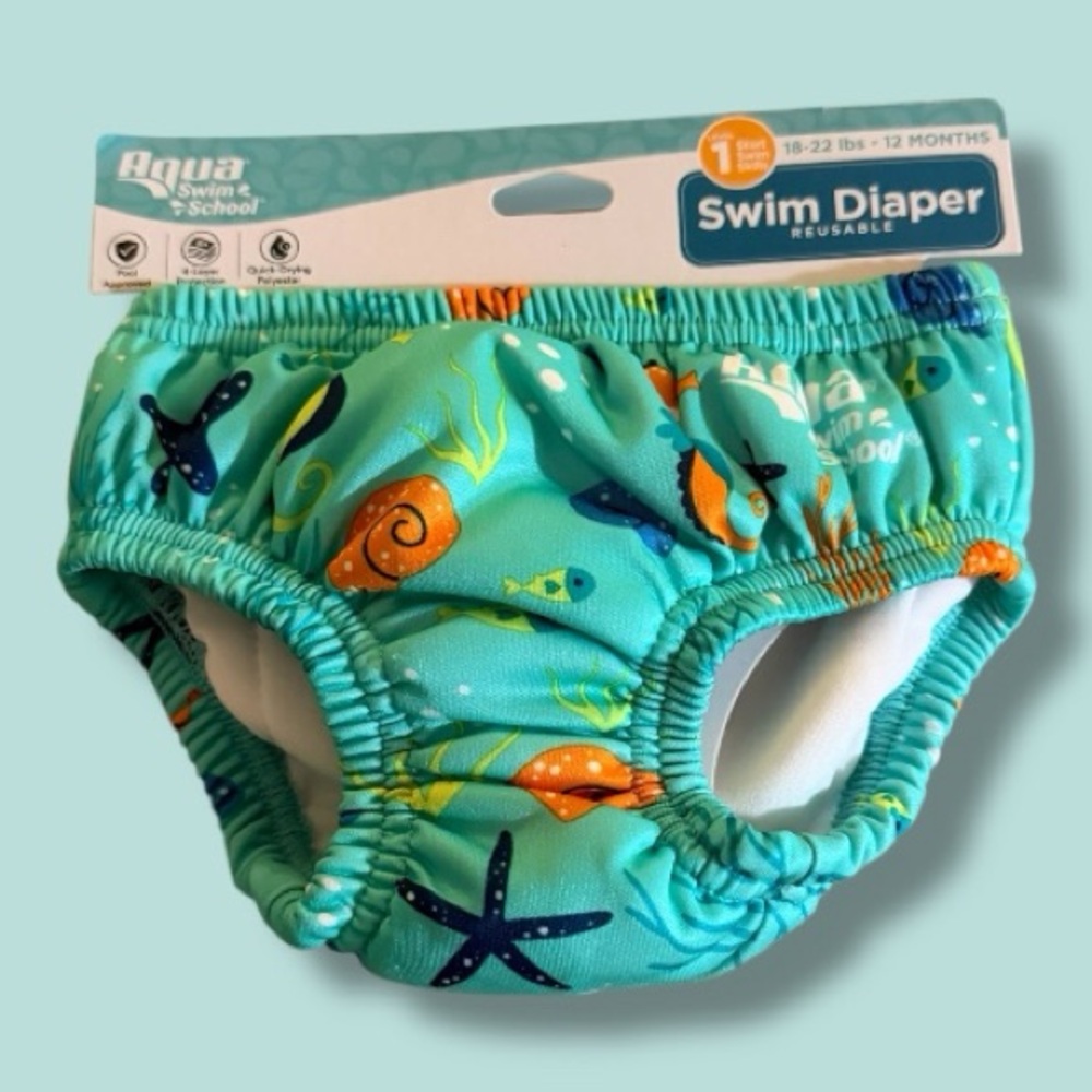 New! Aqua Swim School Reusable Swim Diaper (18-22 lbs) (12 months)